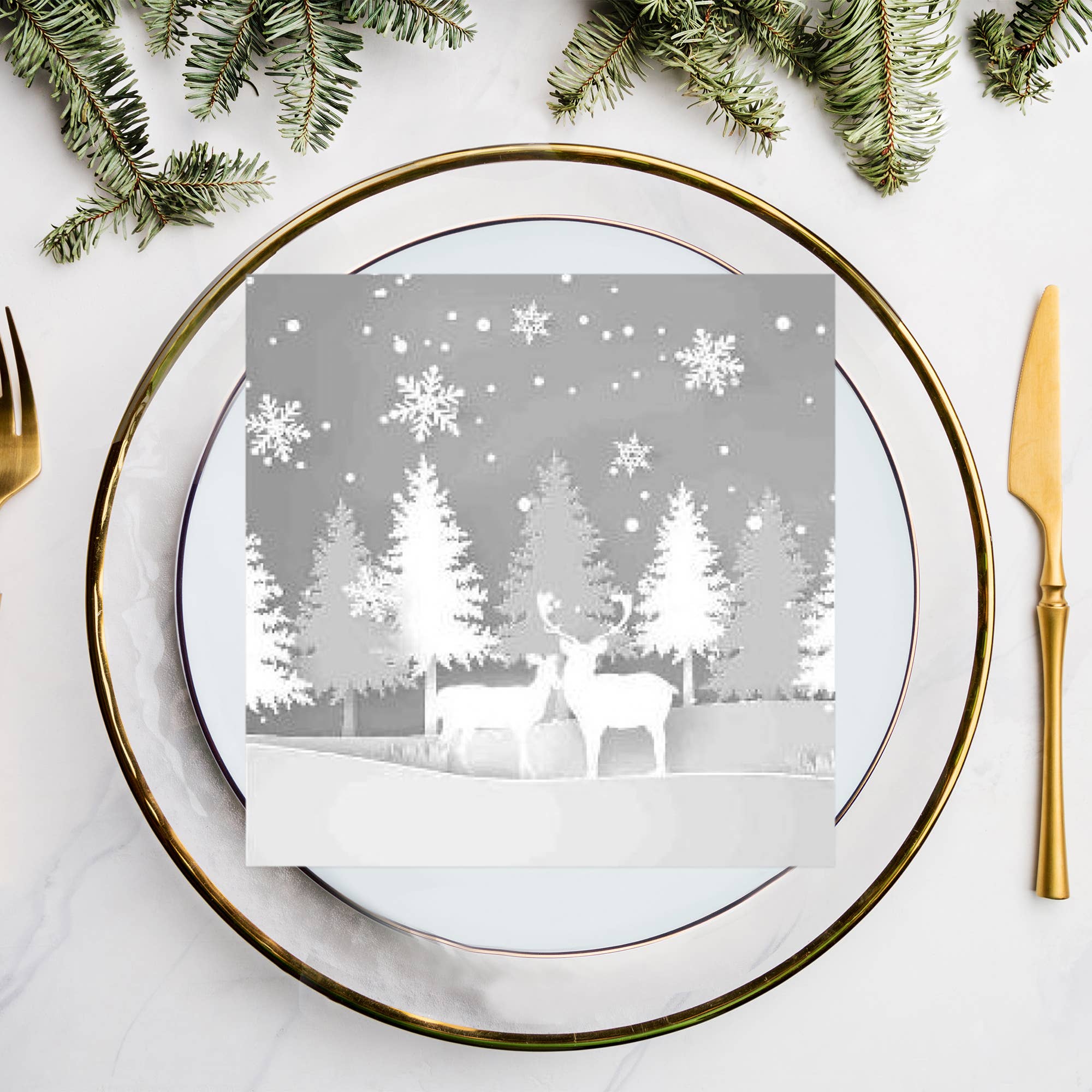 IH Casa Decor - Wholesale Disposable Napkin - 20 PACK LUNCHEON 3 PLY NAPKIN (REINDEER FOREST)1