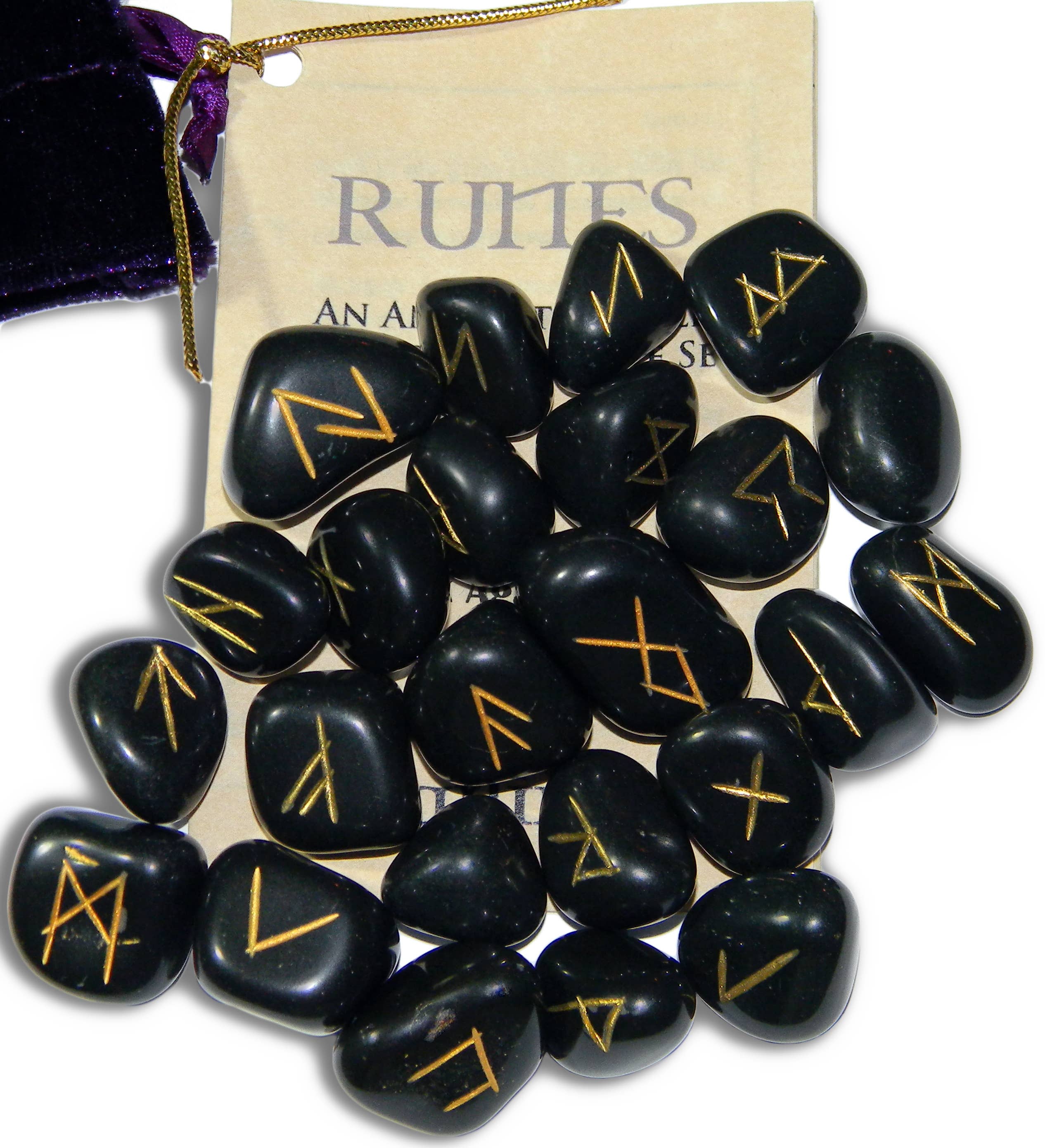 Starlinks Gifts - Wholesale Spiritual Stone/Crystal - Black Agate Gemstone Runes RSBA