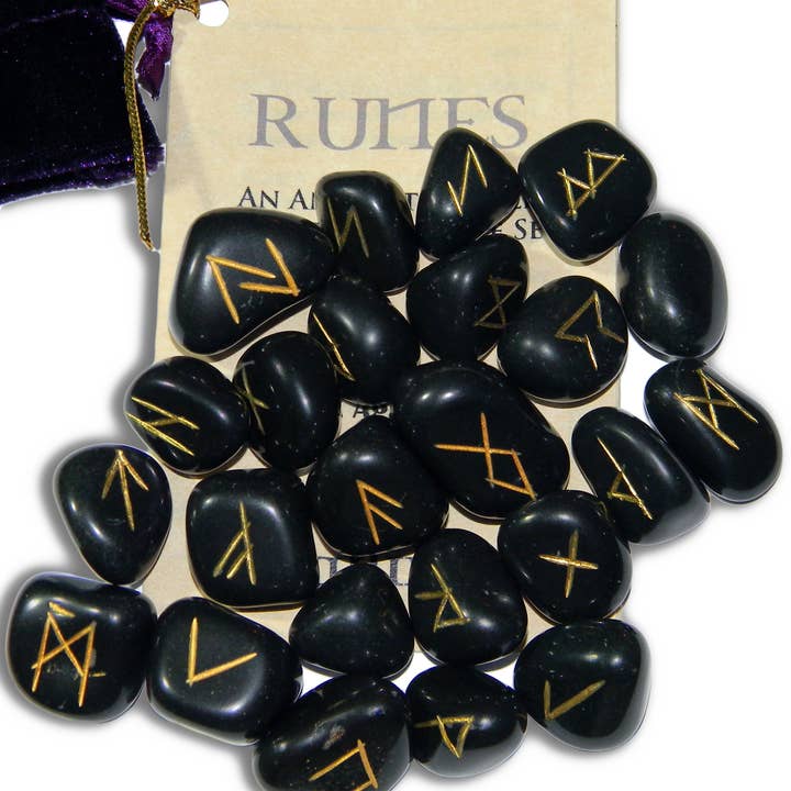 Starlinks Gifts - Wholesale Spiritual Stone/Crystal - Black Agate Gemstone Runes RSBA0