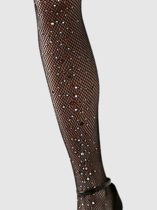 Glitter Fishnet Tights - Black for wholesale on Faire