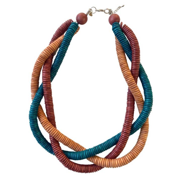 Bijondo - Wholesale Beaded/Pearl Necklace - Short handcrafted wooden necklace Jupiter9