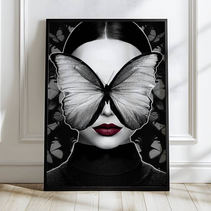 Asas de Sable | Máscara de Borboleta Surrealista Arte de Parede Feminino por atacado de Belter Prints