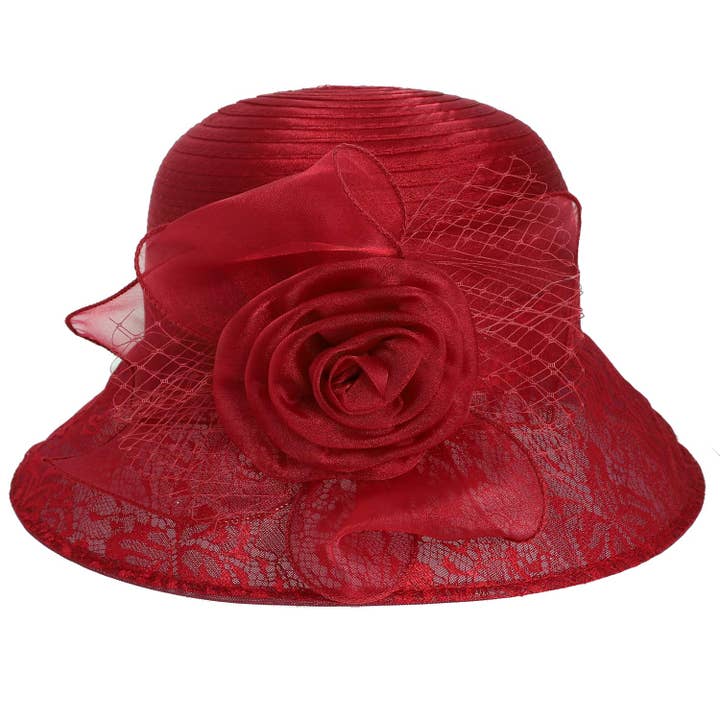 SP Sophia Collection - Wholesale Fascinator Hat - Women's - Sunday Best Floral Netted Down Brim Organza Hat7