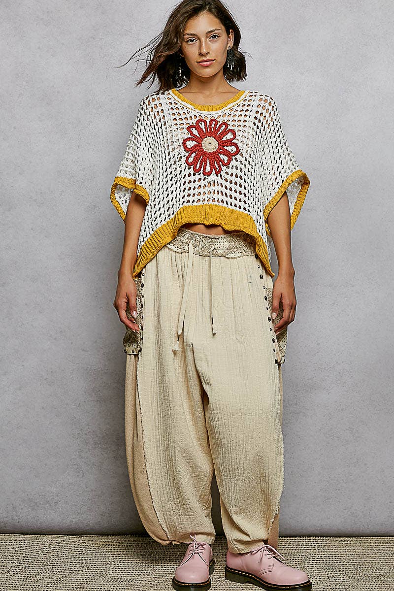 Pol Clothing - Wholesale Knit Top - Women's - Round Neck Sleeveless Floral Thin Sweater Top SALE39