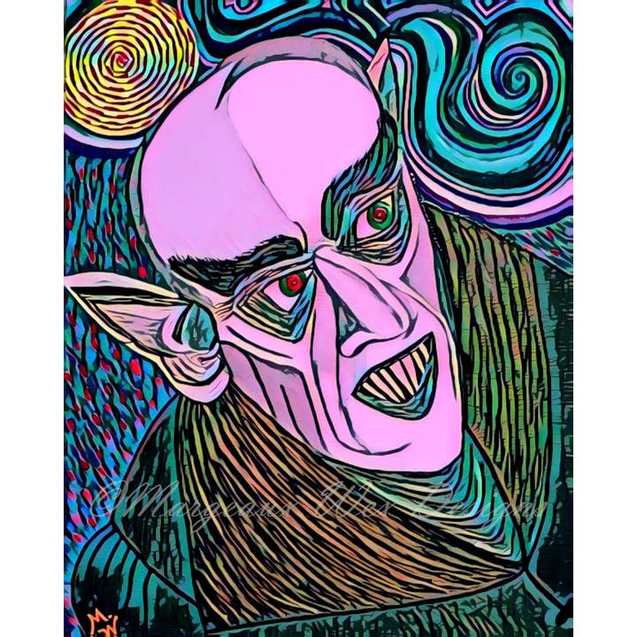 Moonlight Nosferatu Kunstprint - Zwartlicht Comic-variant voor wholesale door Margeaux Wex Designs