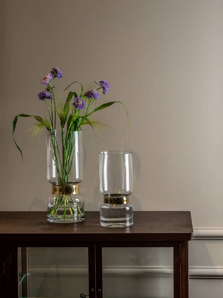 Retro Futurist, Clear Luxury Glass Vase With Silver Trier Si for wholesale by Element Accessories USA