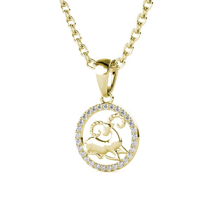 CARALI / MYC Paris - Wholesale Pendant/Charm Necklace - Aries Zodiac Pendant - Gold and Crystal