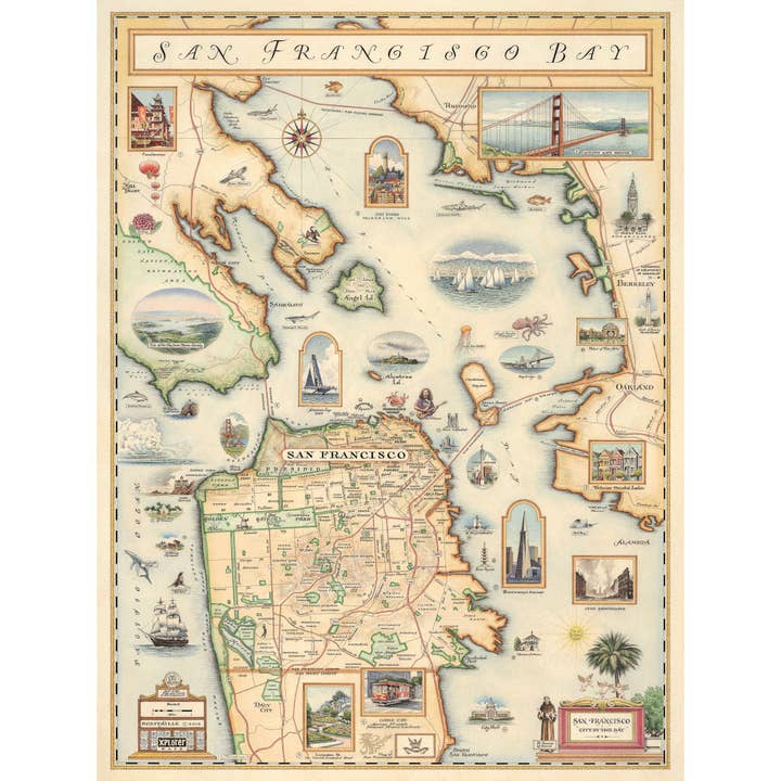 California's San Francisco Bay Hand-Drawn Map for wholesale by XPLORER MAPS