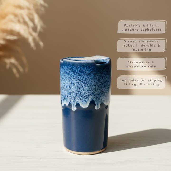 Bay Pottery - Wholesale Insulated Mug/Tumbler - Travel Tumbler 16 oz - Stoneware Pottery8