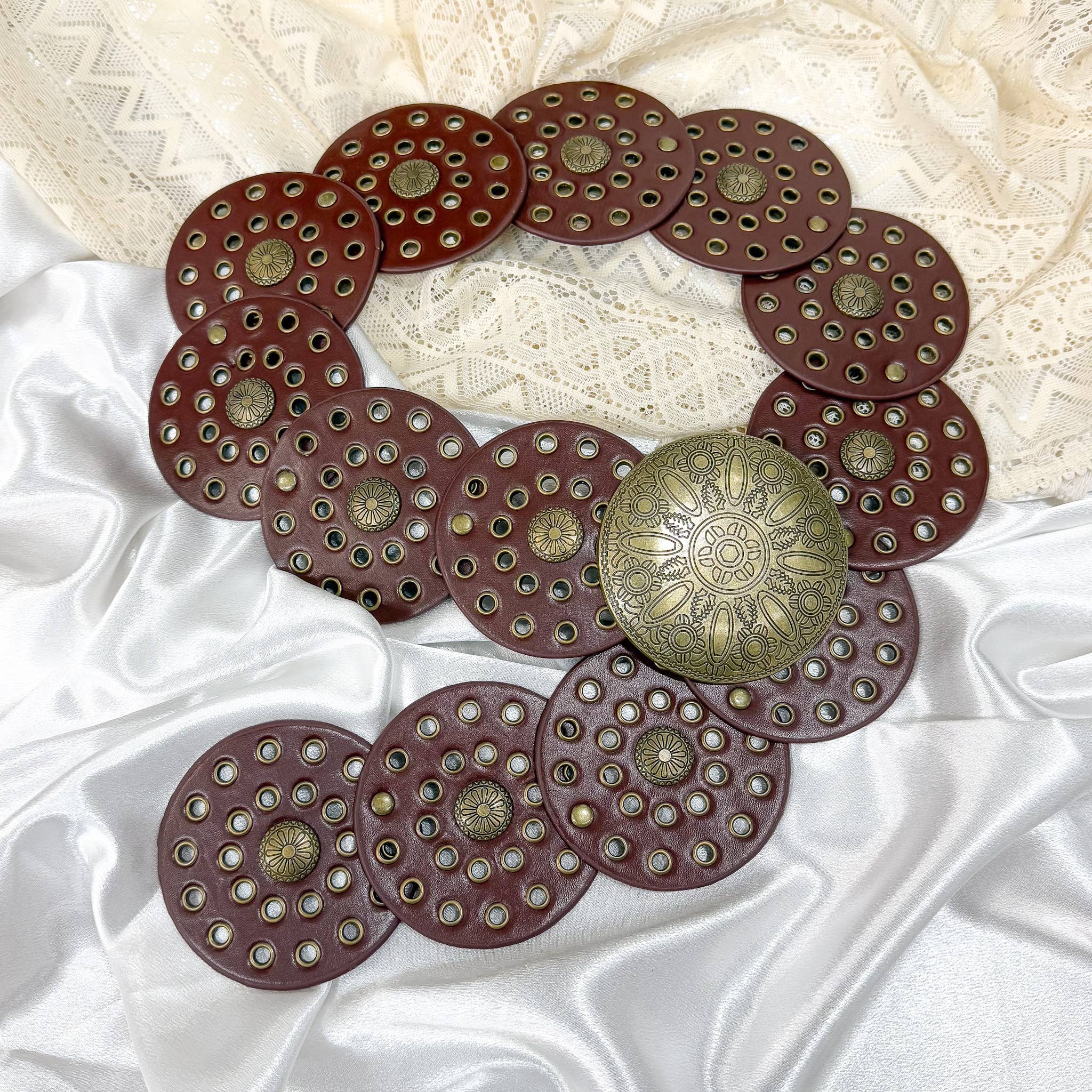 Karma Nepal Crafts - Wholesale Belt - Women's - Boho Big Disc Studded  90s Vintage Vibe Belts8