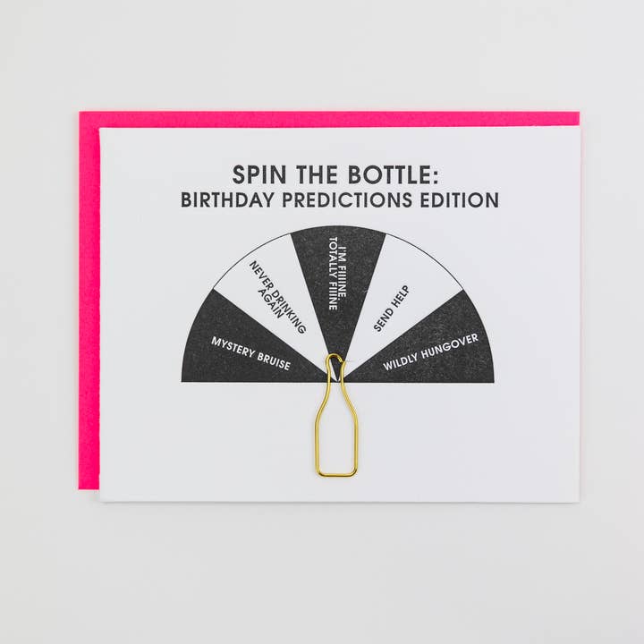 Chez Gagné - Wholesale Verjaardagskaartje - Draai de Fles Verjaardagsvoorspellingen - Fles Paperclip Kaart3