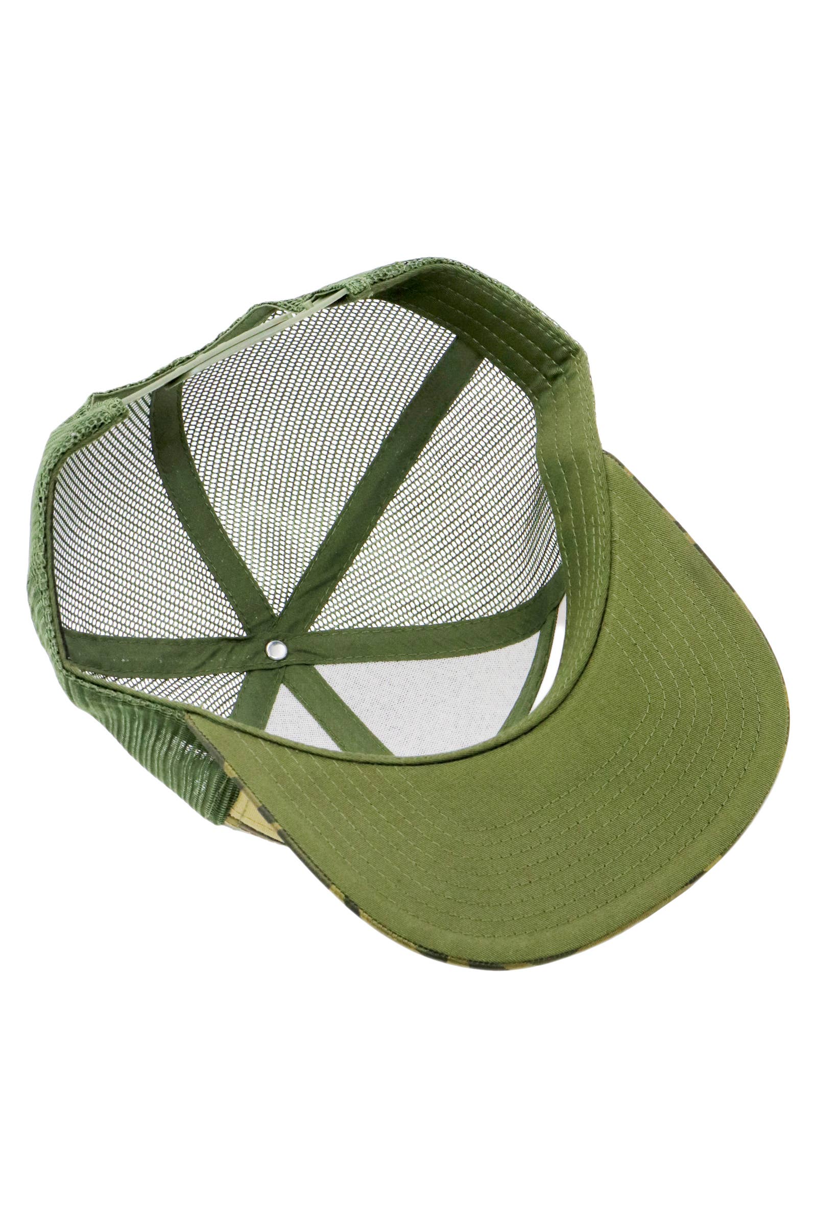 Cap Zone - Wholesale Trucker Hat - Unisex - Solid Front Nylon Camo 7 Panel Flat Trucker Hat3