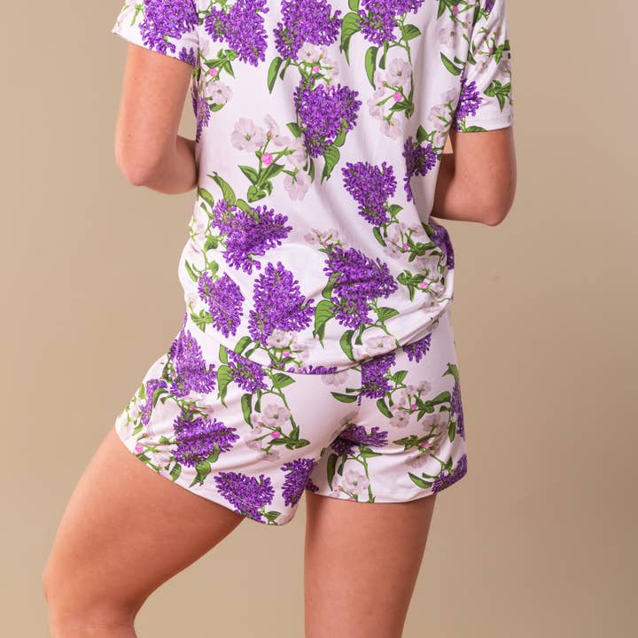 Amanda Blu - Wholesale Sleepwear Bottom - Women's - Spring Blooms Pajama Shorts | Purple Floral PJ Bottoms