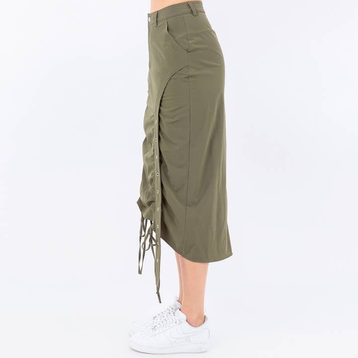 American Bazi - Wholesale Skirt - Women's - SIDE SHIRRING RUCHED NYLON SKIRTS-RSK9266NY