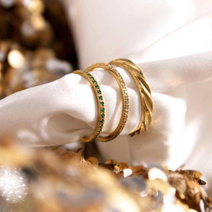 Schmuckkollektiv GmbH - Wholesale Multi-Stone Ring - Weißer Glitzerring Gold2