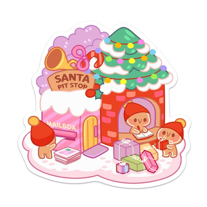 Julemandens Pit Stop Vandtæt Vinylklistermærke for engroshandel hos Meowashi Studio