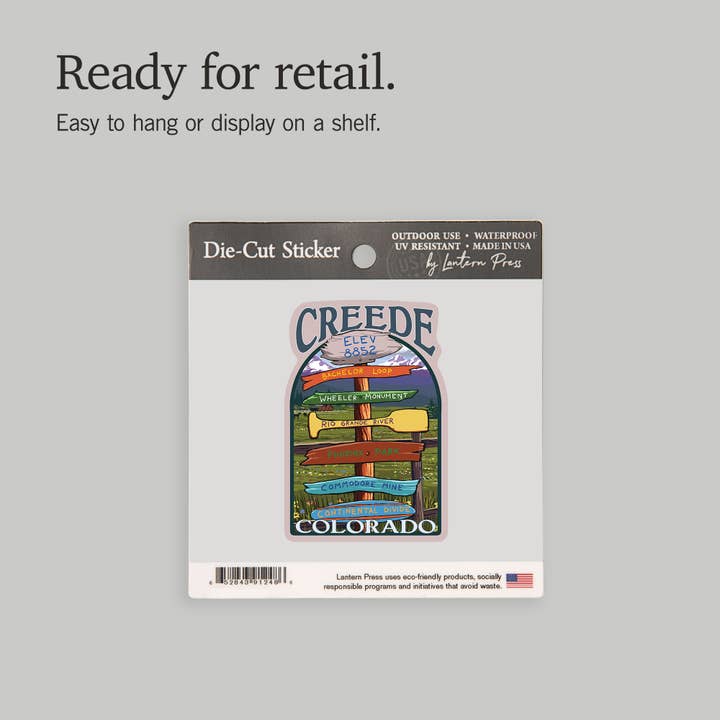 Lantern Press - Wholesale Sticker - STICKER Creede, Colorado, Destination Signpost6