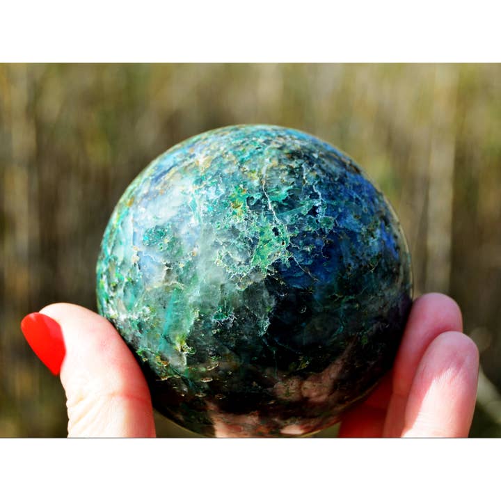 Kaia & Crystals - Wholesale Spiritual Stone/Crystal - XL Chrysocolla Sphere (65mm - 100mm)7