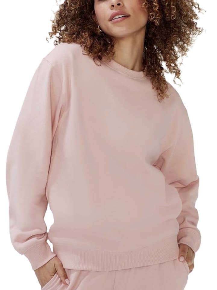 Women's Long Sleeve Crewneck Fleece Pullover Sweatshirt for wholesale by Good Stuff Apparel