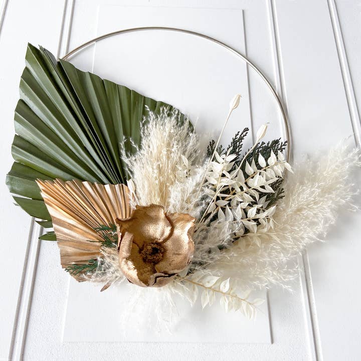 OLF - Wholesale Wreath - Green & Gold Dried Flower Wreath2
