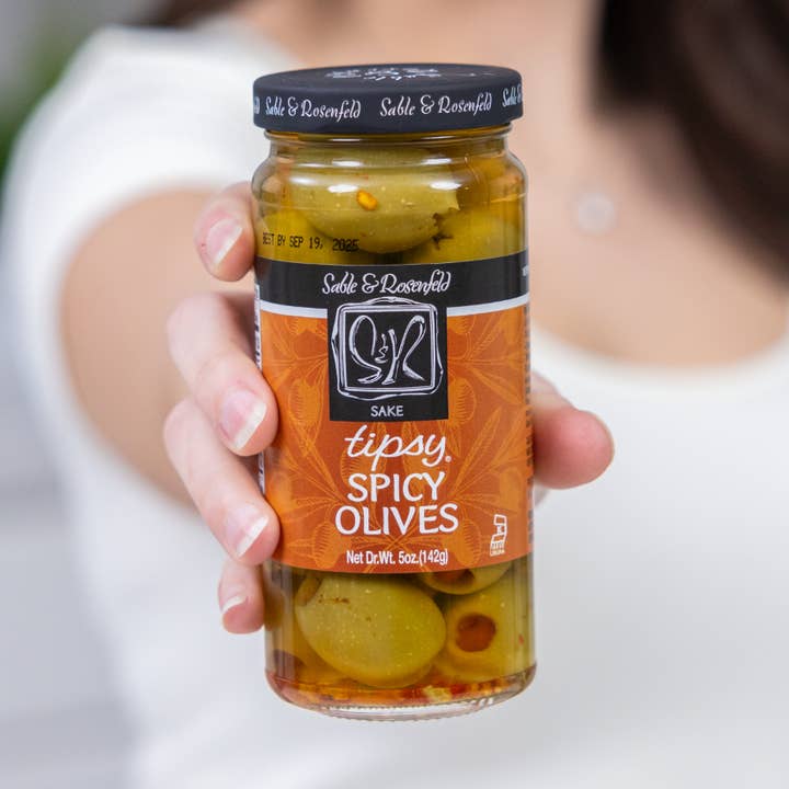 Sable & Rosenfeld Tipsy Sake Spicy Tipsy Olives 5oz / 6 for wholesale by Sable and Rosenfeld est.1970