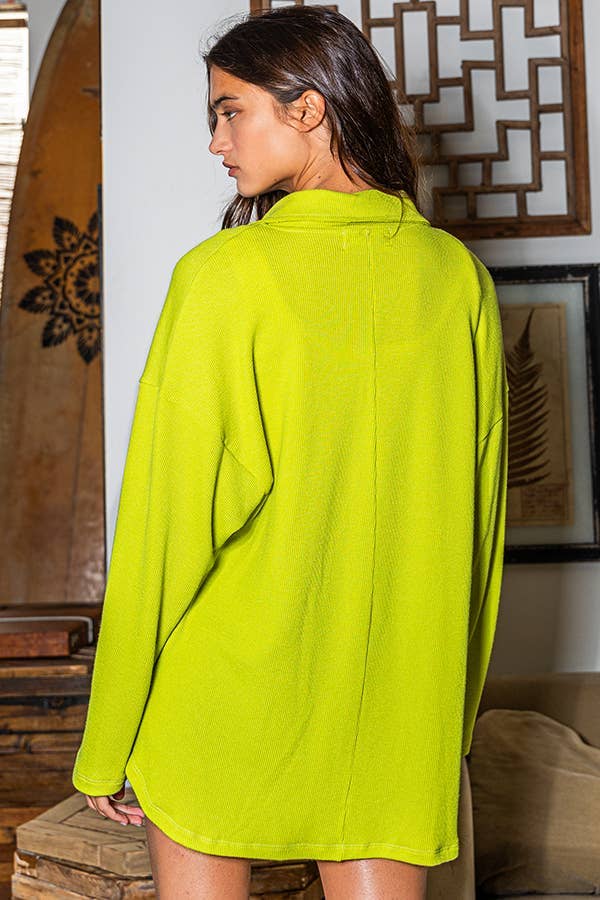 BUCKETLIST OUTLET - Wholesale Shirt Jacket/Shacket - Women's - T1320-4 OUTLET SALE Solid Rib Knit Oversized Shacket Shirt17