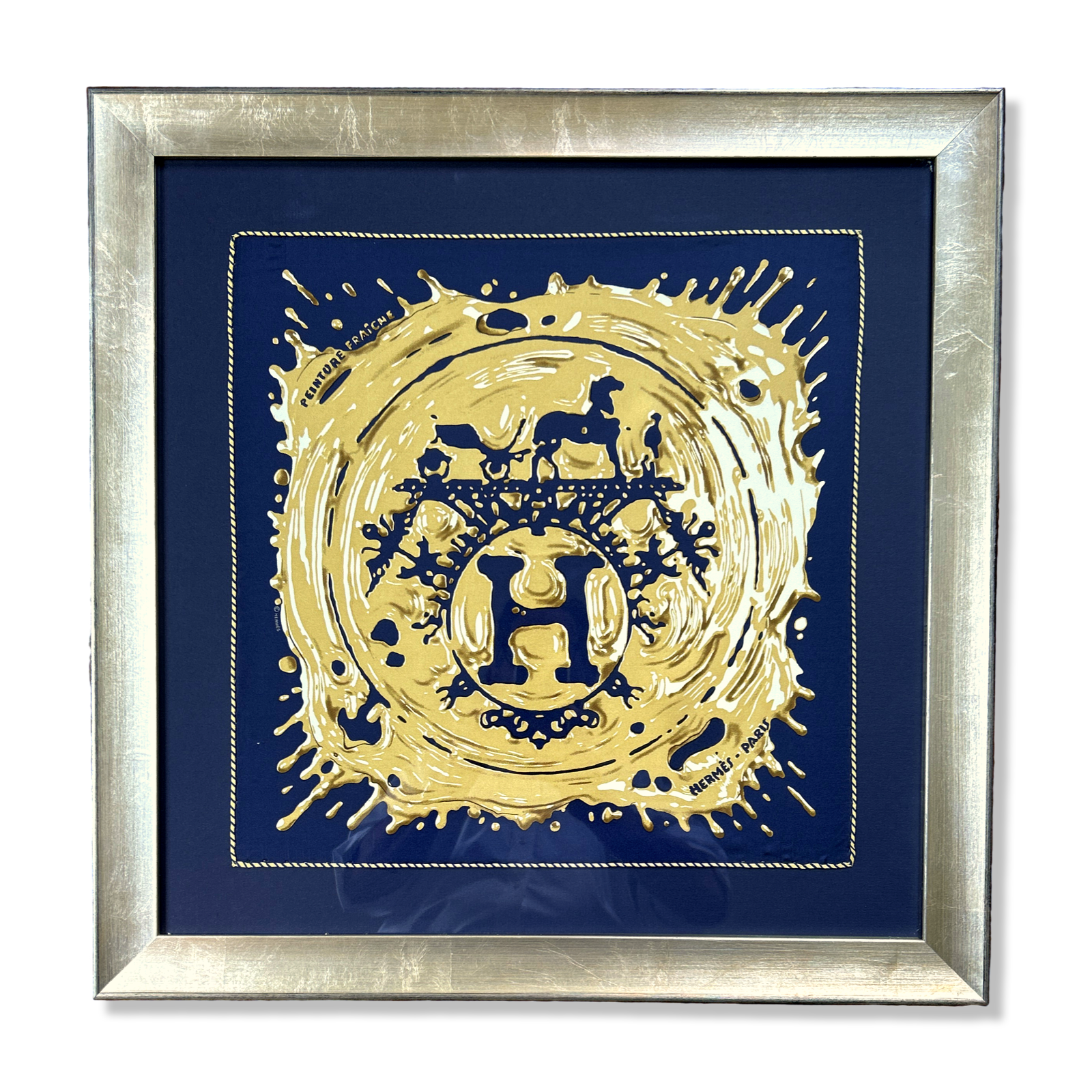 Vintage Luxe Up - Wholesale Tapestry/Textile - Hermes  Peinture Fraiche Framed Vintage Silk Scarf 24"0