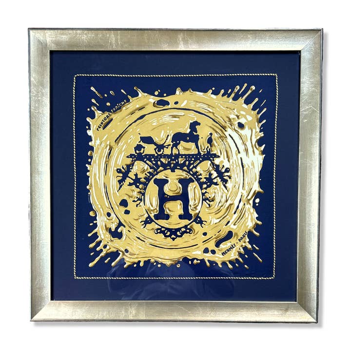 Vintage Luxe Up – Engroshandel Gobelin/tekstil – Hermes Peinture Fraiche Indrammet Vintage Silketørklæde 24"