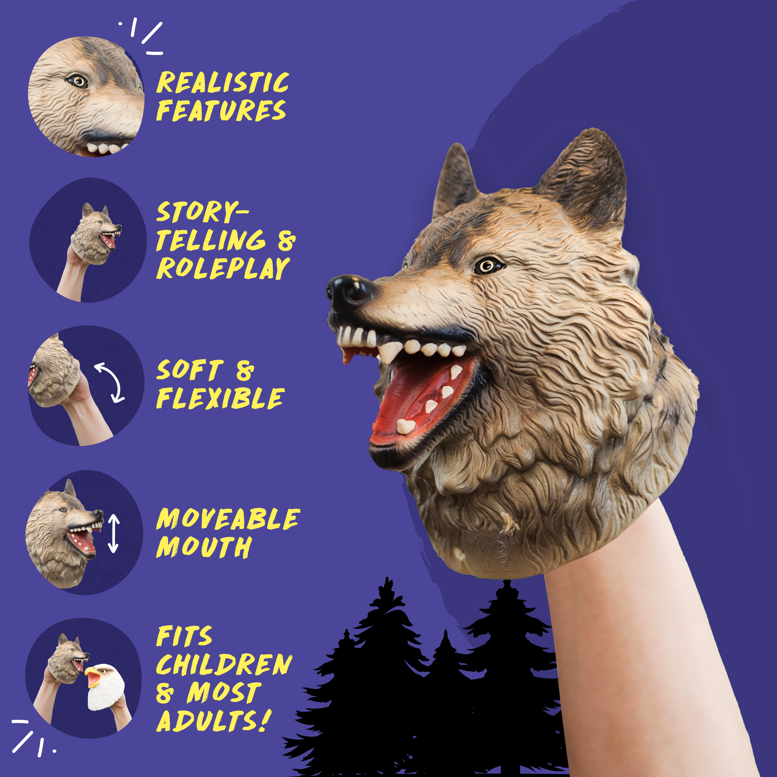 KidAntics – wholesale Puppet – Kids & baby – Wild Thingz Hand Puppet - Wolf1