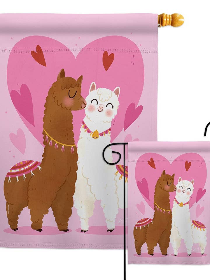 Flag Llama Love Valentine Wildlife Garden House 2-Sided for wholesale by Two Group Flag Co