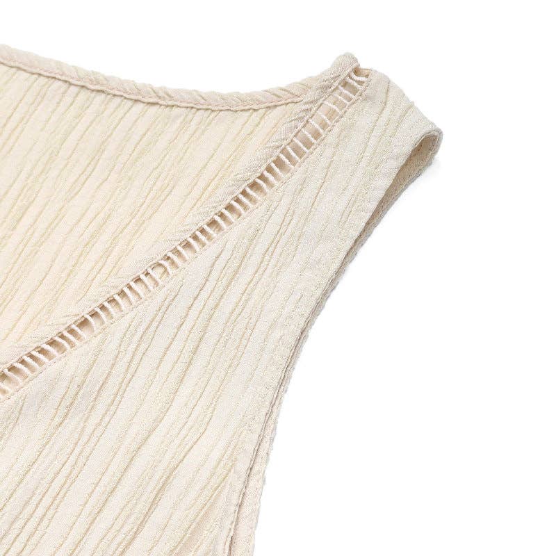 Apricot Textured Sleeveless Midi Dress Casual Flowy Vacation Look for wholesale on Faire4