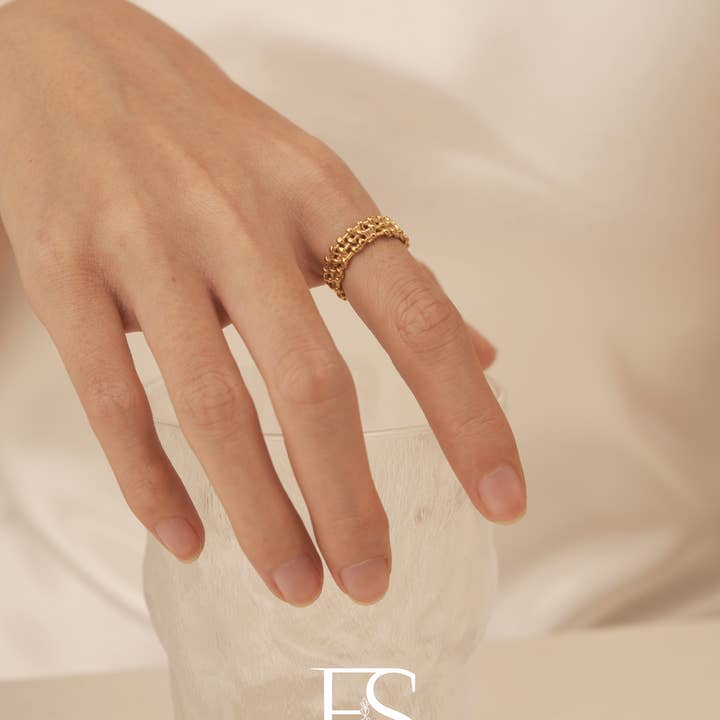 Furano Studio - Wholesale Band/Stacked Ring - 18K Gold Plated Twisted Band Ring, Stacked Band Ring
