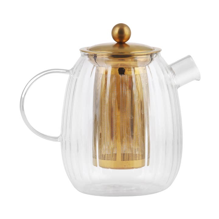 Teiera con infusore in acciaio dorato opaco TULIP 29316 per la vendita all'ingrosso da parte di Kulig Sp. z o.o.