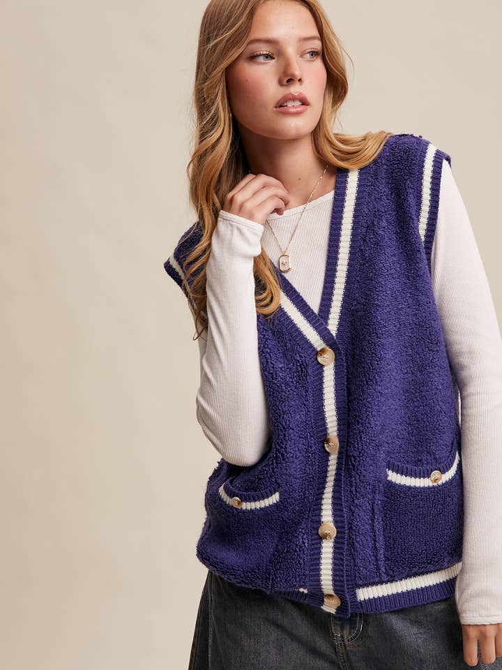 Boucle-Strick-Collegeweste LSW0781 für den Großhandel von Listicle