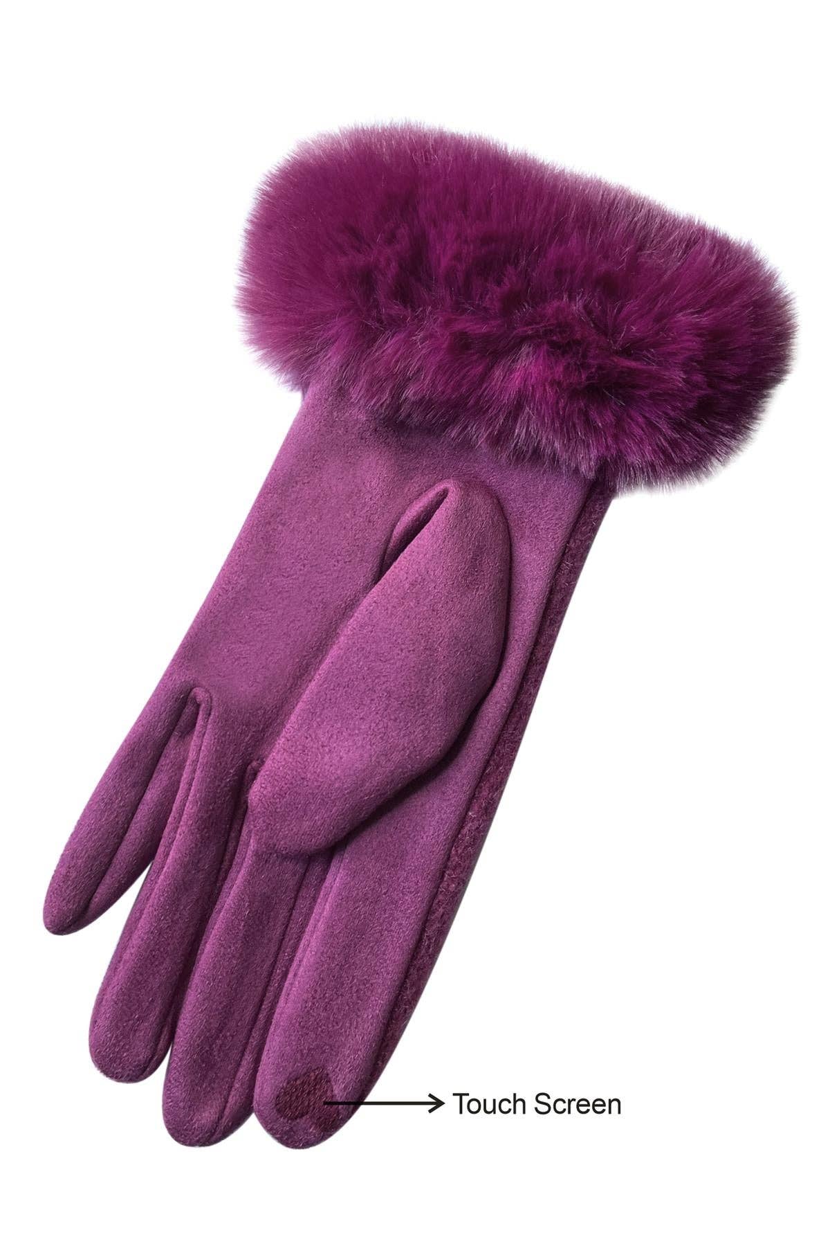Fashion Scarf World – wholesale Gloves – Women's – Faux Fur Trim Touch Screen Gloves2