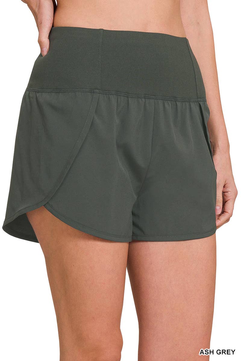 42POPS - Wholesale Athletic Shorts - Women's - ,,,..High Waisted Zippered Back Pocket Running Shorts6