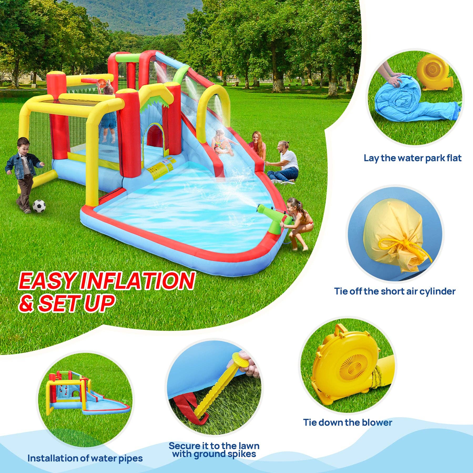 39F Inc. - Wholesale Inflatables - 7-in-1 Inflatable Water Park Bounce House – Slide, Pool 6
