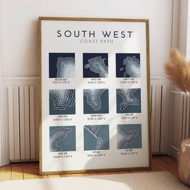 South West Coastal Map Print for wholesale by Jude River Design