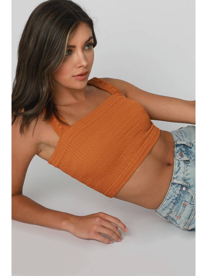 NIKIBIKI - Wholesale Knit Top - Women's - NS8255 - Shirred Square Neck Crop Top2