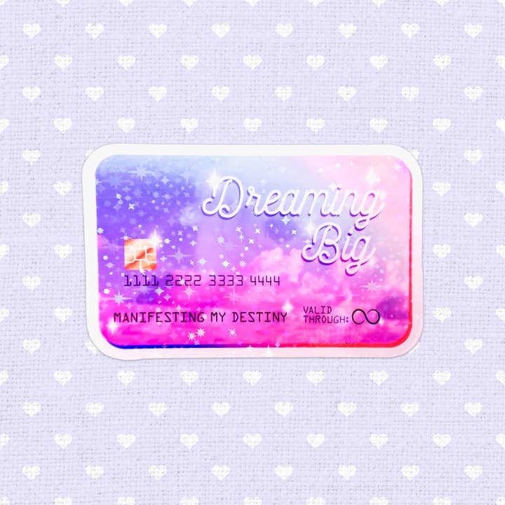 LooLooKazoo - Wholesale Sticker - Holographic Stars Dreaming Big Credit Card Vinyl Sticker