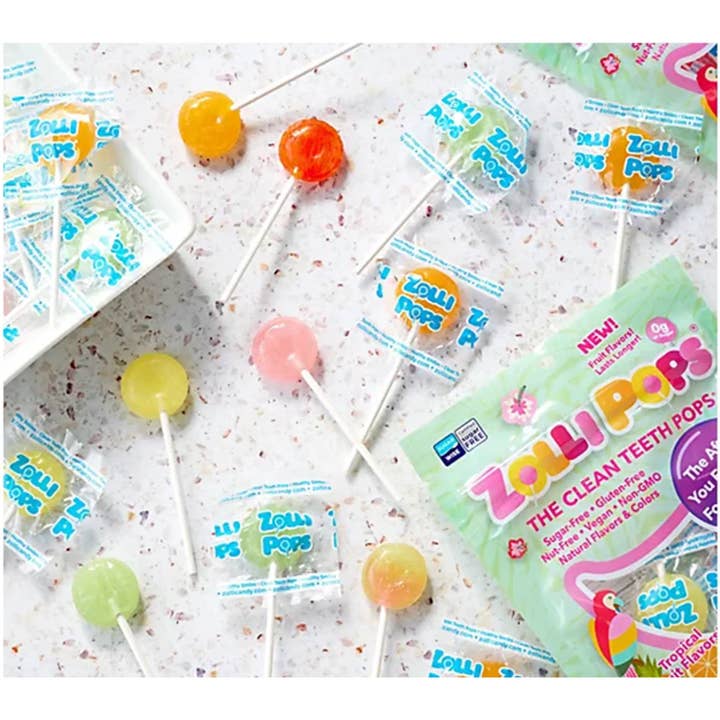Zolli Candy, The Clean Teeth Candy – wholesale Lollipop – Zollipops Zero Sugar Tropical - 3.1oz Pouch