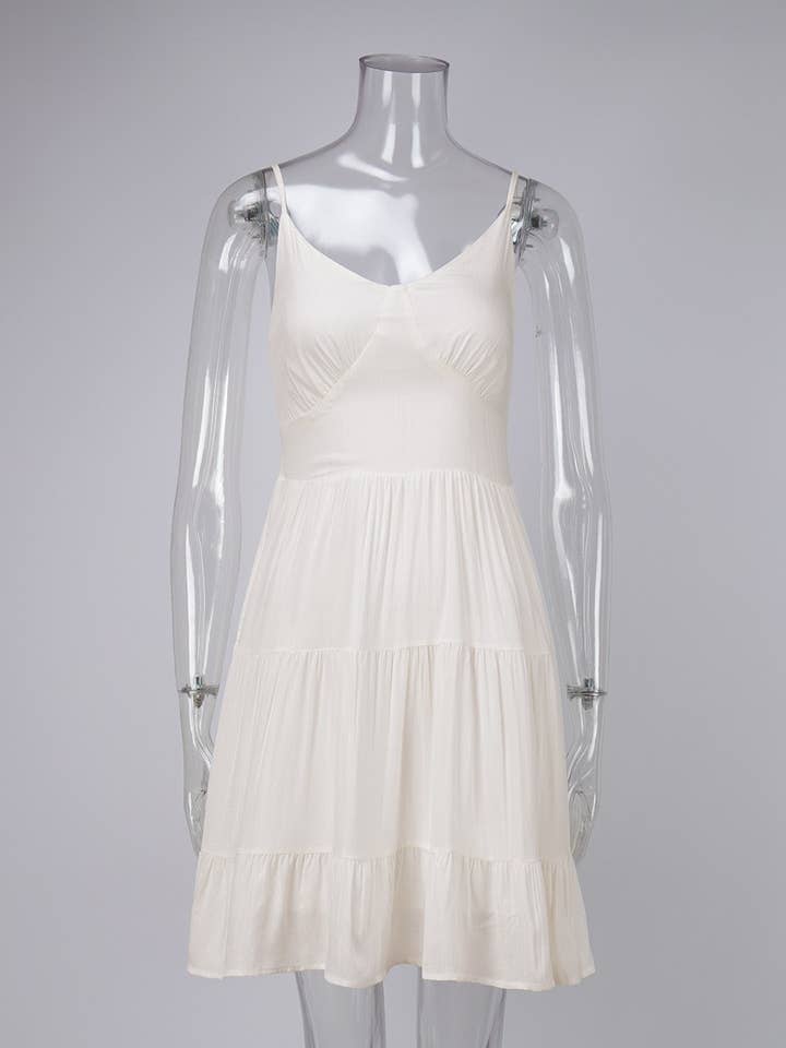 Beige Slim Sleeveless Dress With Back Tie for wholesale on Faire