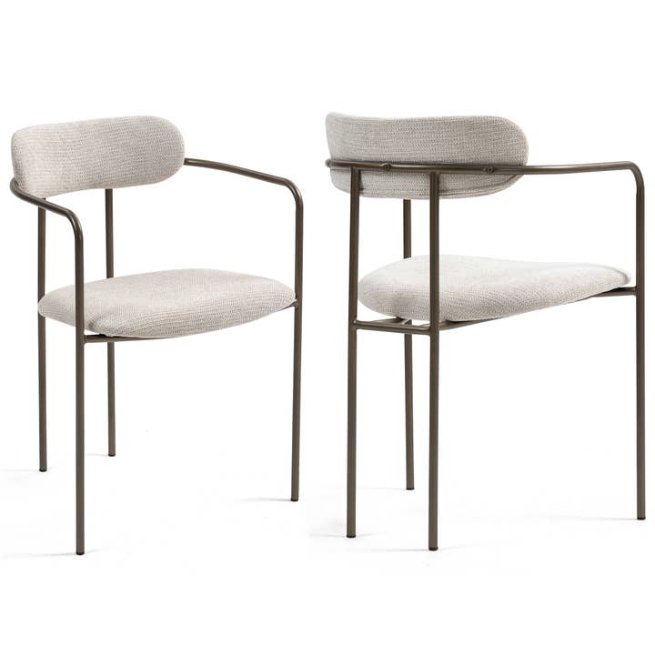 Set of 2 Berker Beige Woven Upholstered Fabric Dining Chair for wholesale by Glamour Home
