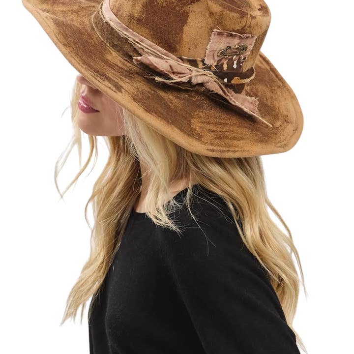 Rope & Spurs - Wholesale Cowboy Hat - Women's - Distress Vintage Shapable Fedora Cowboy Hat1
