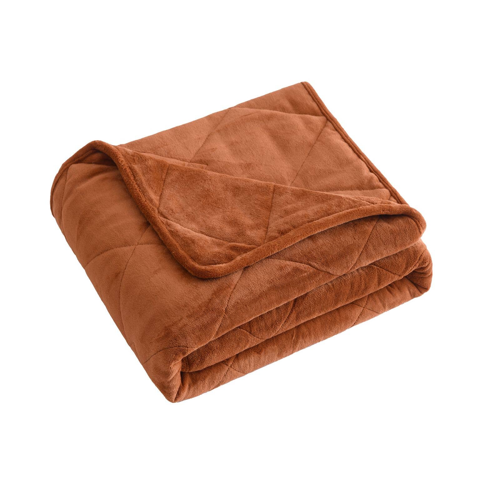 HomeRoots - Wholesale Throw Blanket - 60" X 80" Brown Velvet Plush 18 Pound Weighted Throw Blanket1