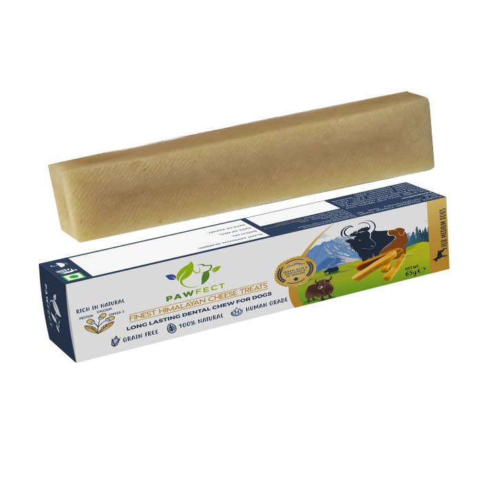 Pawfect Formaggio Himalayano da Masticare per Cani | Bastoncino Dentale 100% Naturale | Masticazione sana e duratura | Ricco di Proteine e Calcio | Senza Cereali | Trattamento dentale quotidiano | Confezione da 1 per Cani di Taglia Media (70g/2.47oz) per la vendita all'ingrosso da parte di Pawfect Foods