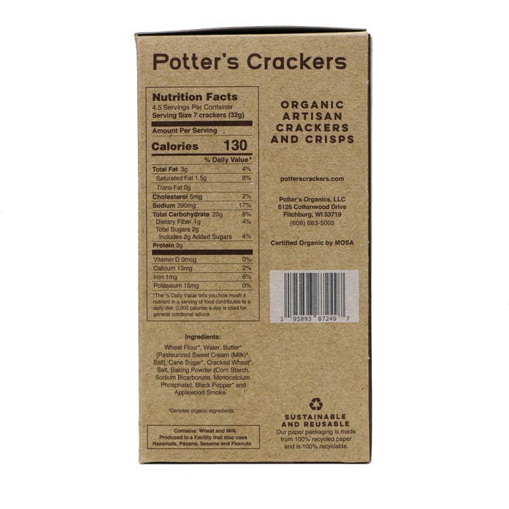 Potter’s Crackers - Wholesale Crackers - Potter's Crackers Organic Applewood Smoked Crackers - 5 oz