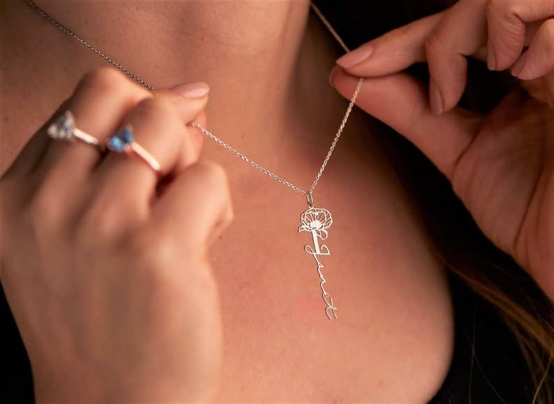 JoyPersonalized - Wholesale Pendant/Charm Necklace - Birth Flower Name Necklace8