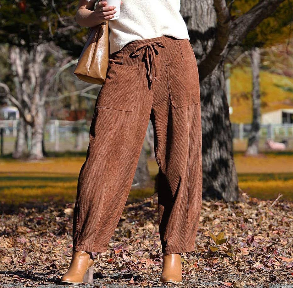 Rosa Clothing - Wholesale Pants - Women's - Fashionable Retro Corduroy Wide-Leg Pants4