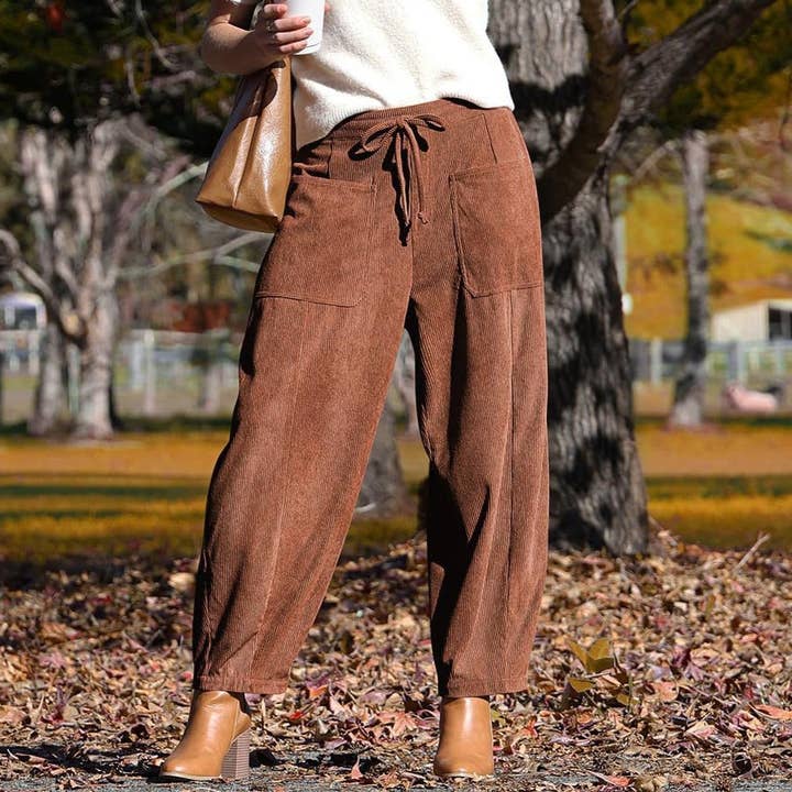 Rosa Clothing - Wholesale Pants - Women's - Fashionable Retro Corduroy Wide-Leg Pants4
